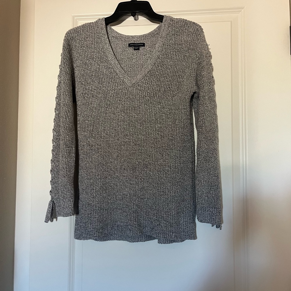 American Eagle Outfitters Gray V-Neck Sweater